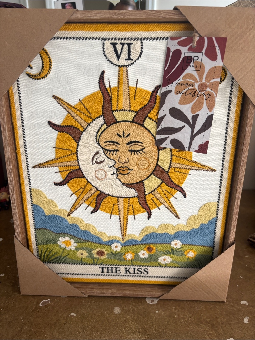 BP The  Kiss Sun & Moon Embroidered Wall Art - Yellow, Blue, Green